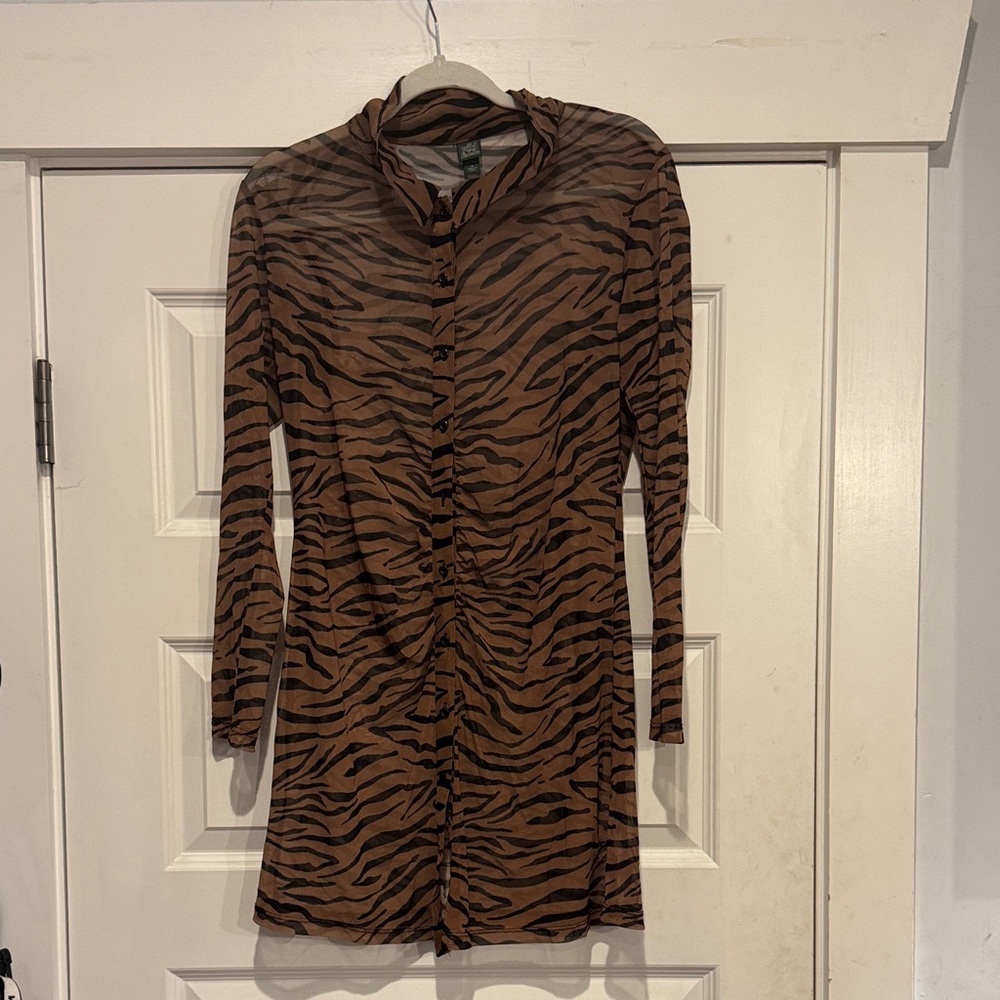 Wild Fable Zebra Print Long Sleeve Dress